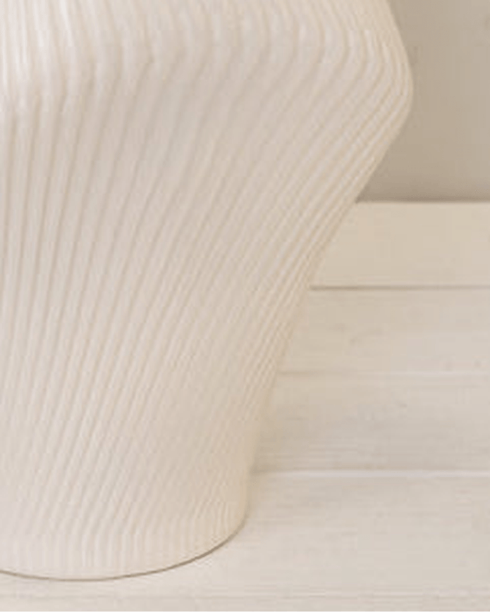 Neutral Ceramic Sculptural Ribbed Vase
