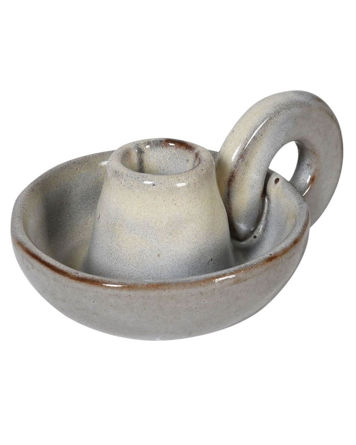 Neutral Ceramic Stoneware Rustic Dinner Candle Holder