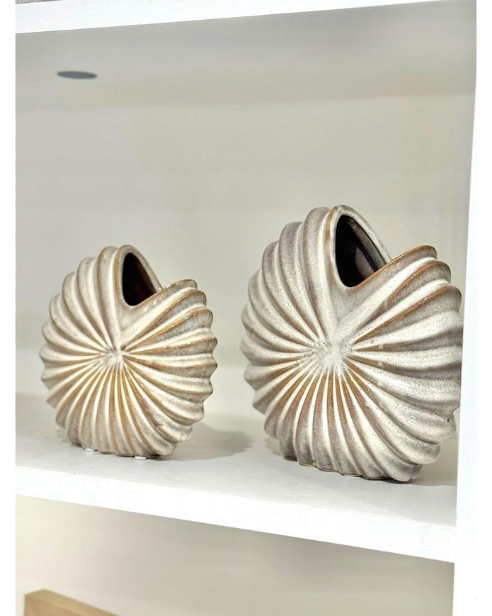 Neutral Spiral Shell Vase