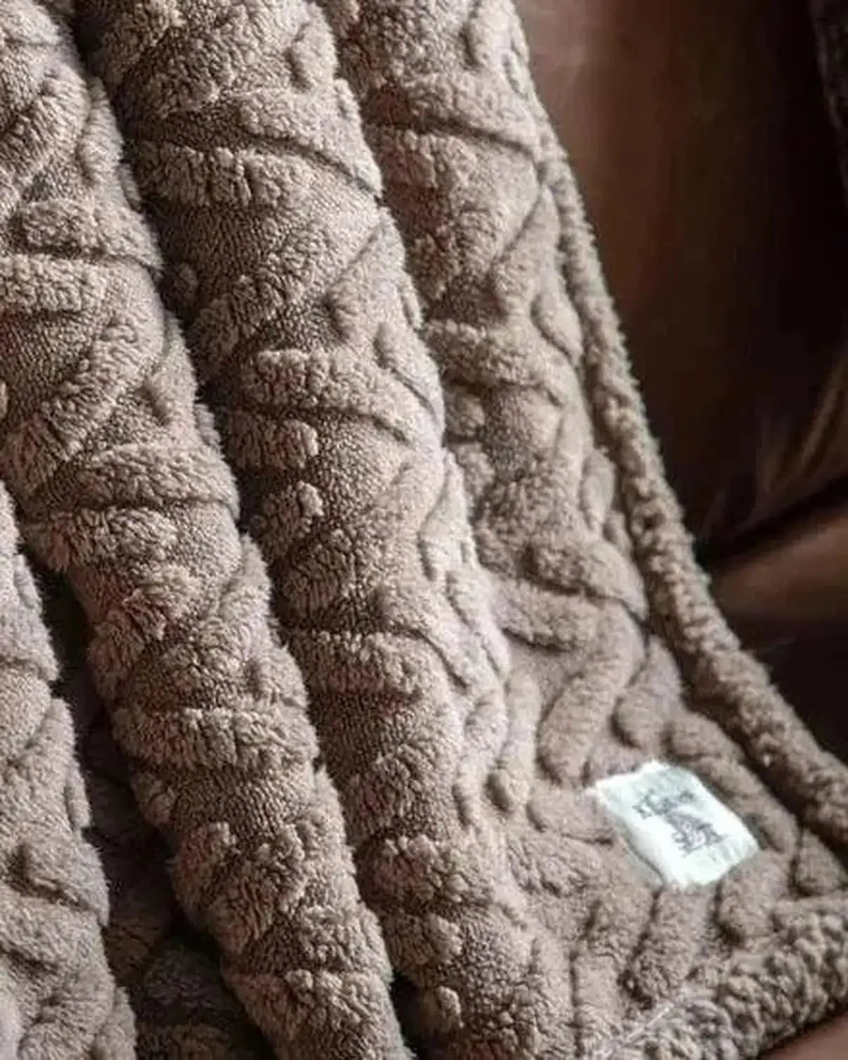 Neutral Taupe Brown Herringbone Sherpa Blanket Throw - Soft FurnishingsSoft Furnishings - Lulu Loves Home