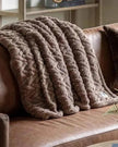 Neutral Taupe Brown Herringbone Sherpa Blanket Throw - Soft FurnishingsSoft Furnishings - Lulu Loves Home