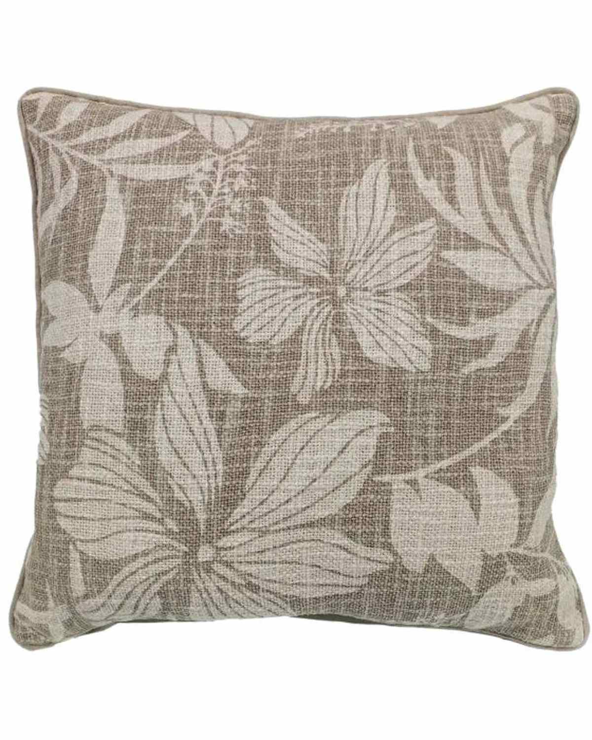 Neutral Taupe Floral Print On Loose Weave Cushion Cover - Soft FurnishingsSoft Furnishings - Lulu Loves Home