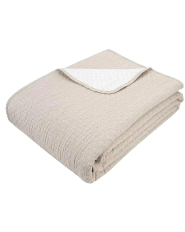 Neutral Taupe Tactile Jacquard Dot Queen Sized Quilt - Soft FurnishingsSoft Furnishings - Lulu Loves Home
