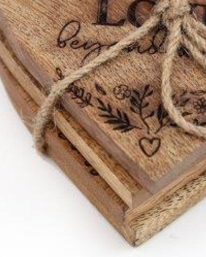 Heart Shaped Wooden Coasters - Set of Four