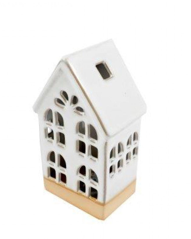 White Ceramic LED Light Up House