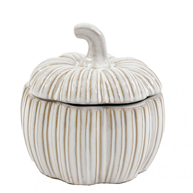 Neutral Beige Ceramic Pumpkin Storage Jar