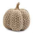 Beige Zig Zag Pattern Pumpkin, beige pumpkin with cream zigzag weave against white