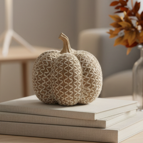 Beige Zig Zag Pattern Pumpkin