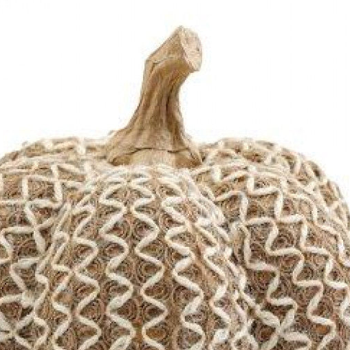Beige Zig Zag Pattern Pumpkin, close-up of the raised zigzag pattern and natural stalk