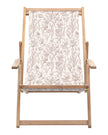 Beige Creta wooden floral deck chair from Gallery Direct, outdoor garden furniture with a floral-patterned backrest and wooden frame.