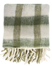 Olive Green Checked Tassel Cosy Throw