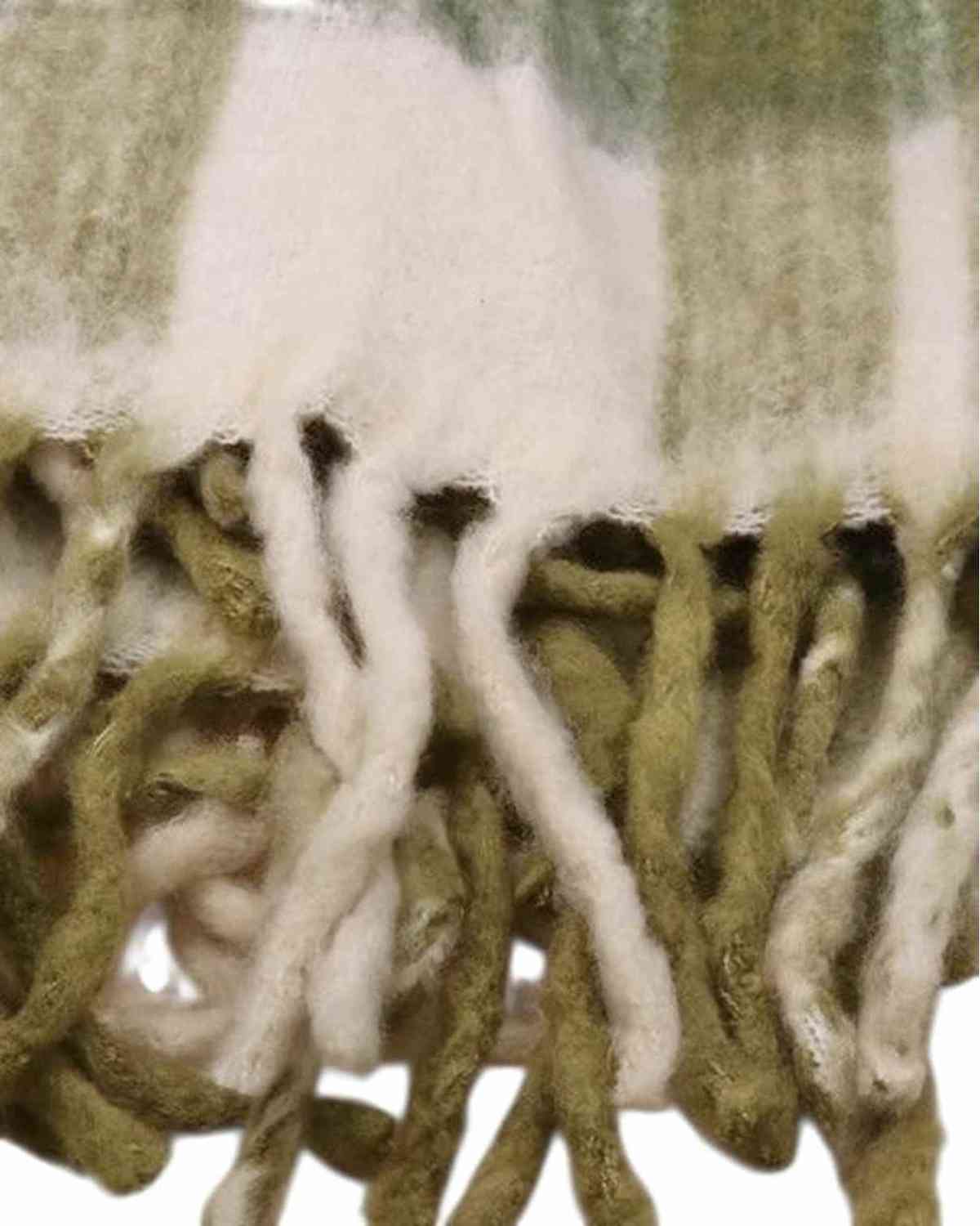 Olive Green Checked Tassel Cosy Throw