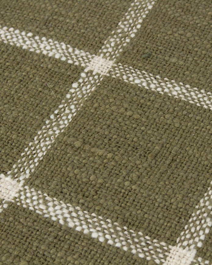 Olive Green Checked Throw Blanket