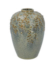 Olive Green Vine Detail Ceramic Vase