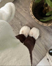 Oversized Cream Faux Fur Bunny Rabbit Slippers - Lulu Loves Home Lulu Loves Home 