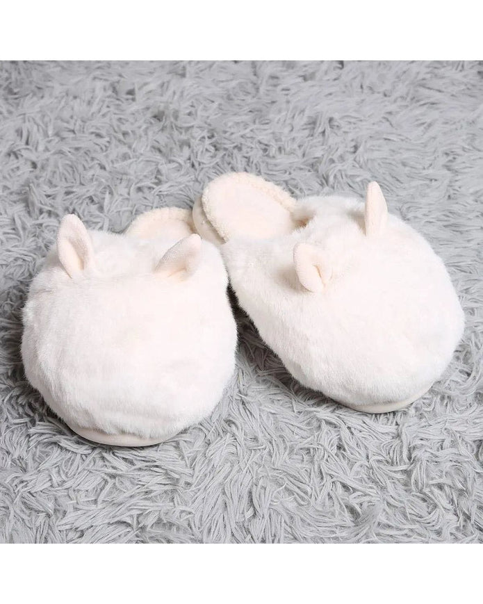 Oversized Cream Faux Fur Bunny Rabbit Slippers - Lulu Loves Home Lulu Loves Home 