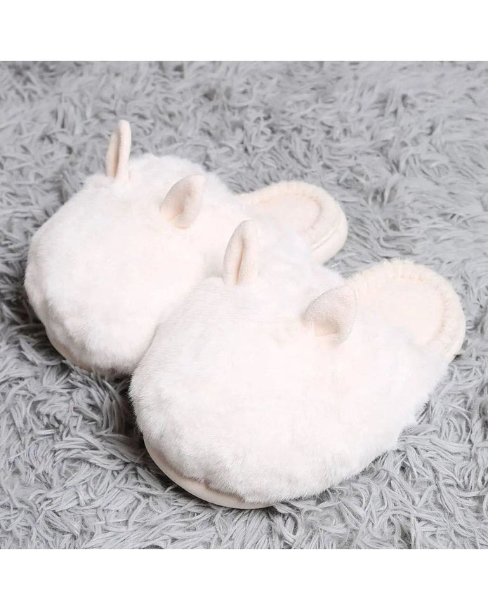Oversized Cream Faux Fur Bunny Rabbit Slippers - Lulu Loves Home Lulu Loves Home 