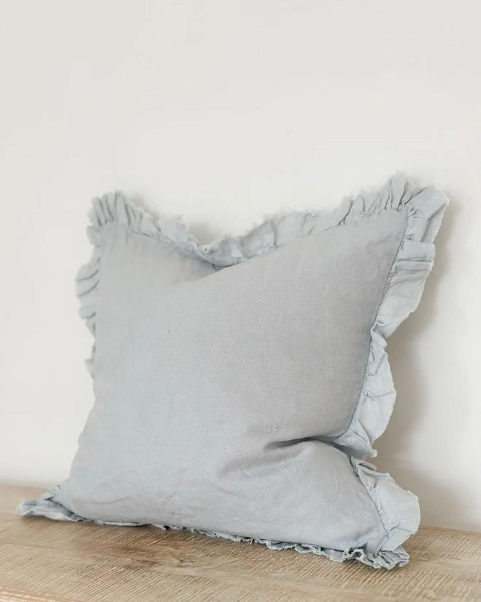 Ocean blue Ellenvale Trade Hallie luxury square cotton blend cushion cover with soft, textured fabric and modern design.