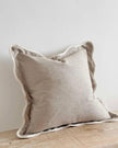 Beige and cream scalloped edge cushion cover by Ellenvale Trade, soft furnishings with elegant design and plush fabric.