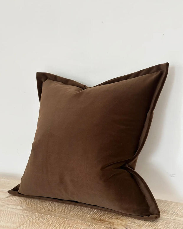 Emma Brown velvet cushion cover from Ellenvale Trade, showing soft velvet fabric with a plush, textured finish and subtle sheen.
