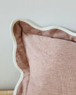 Dusty pink rectangle scalloped cushion cover from Chloe by Ellenvale Trade, soft furnishings with elegant scalloped edges.