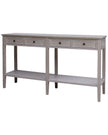 Hill Interiors Serene Collection four-drawer console table with sleek wooden finish and modern design, suitable for entryways or living rooms.