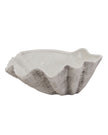 Large neutral stone clam shell bowl by Hill Interiors, perfect for home decor, featuring a matte finish and natural stone appearance.