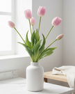 Tulip Stems - Bunch of 5 Artificial Spring Flowers - Soft Pink