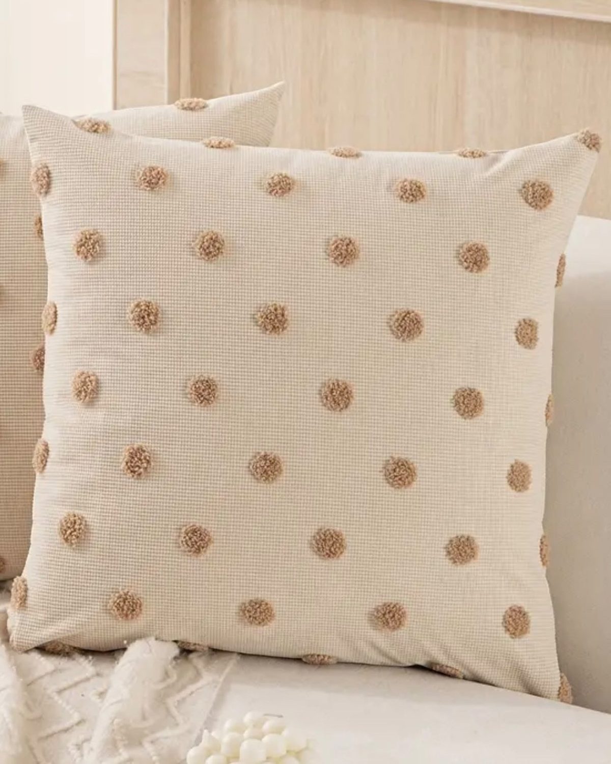 Polka Dot Beige Cushion Cover - PRE ORDER TWO WEEK DELIVERY