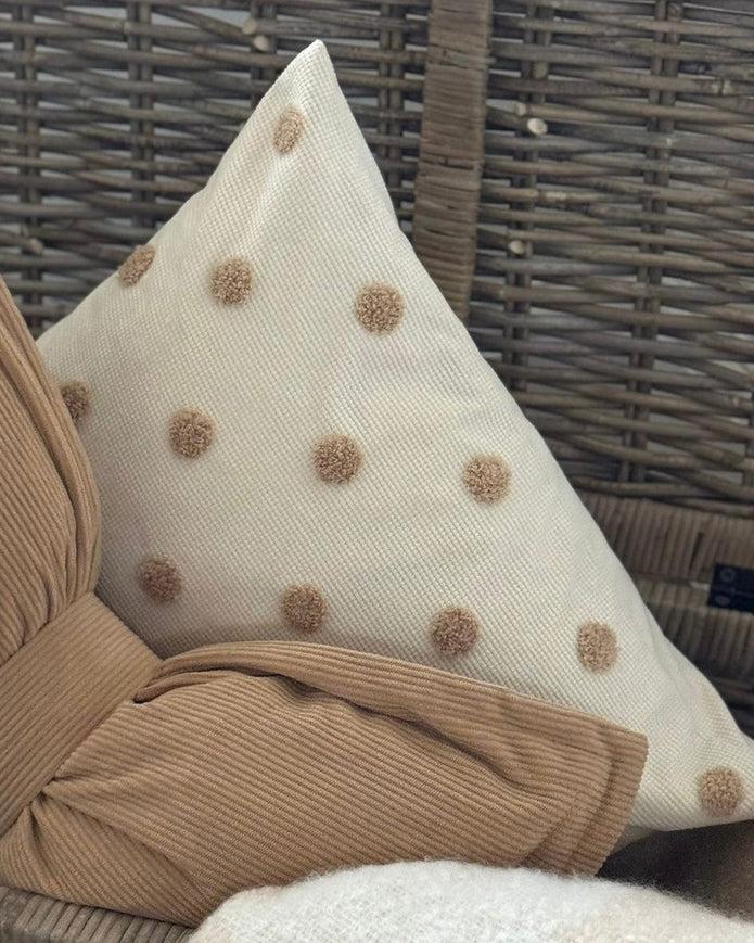 Polka Dot Beige Cushion Cover - PRE ORDER TWO WEEK DELIVERY