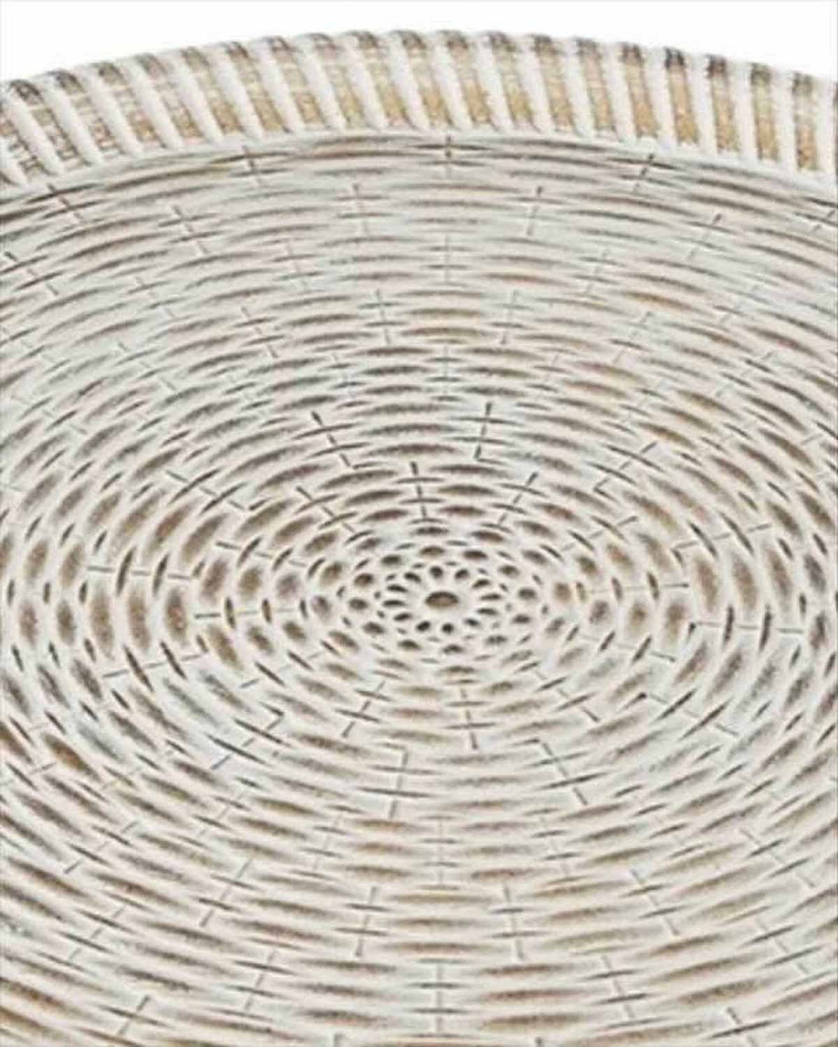 Rattan Effect Wooden Round Tray