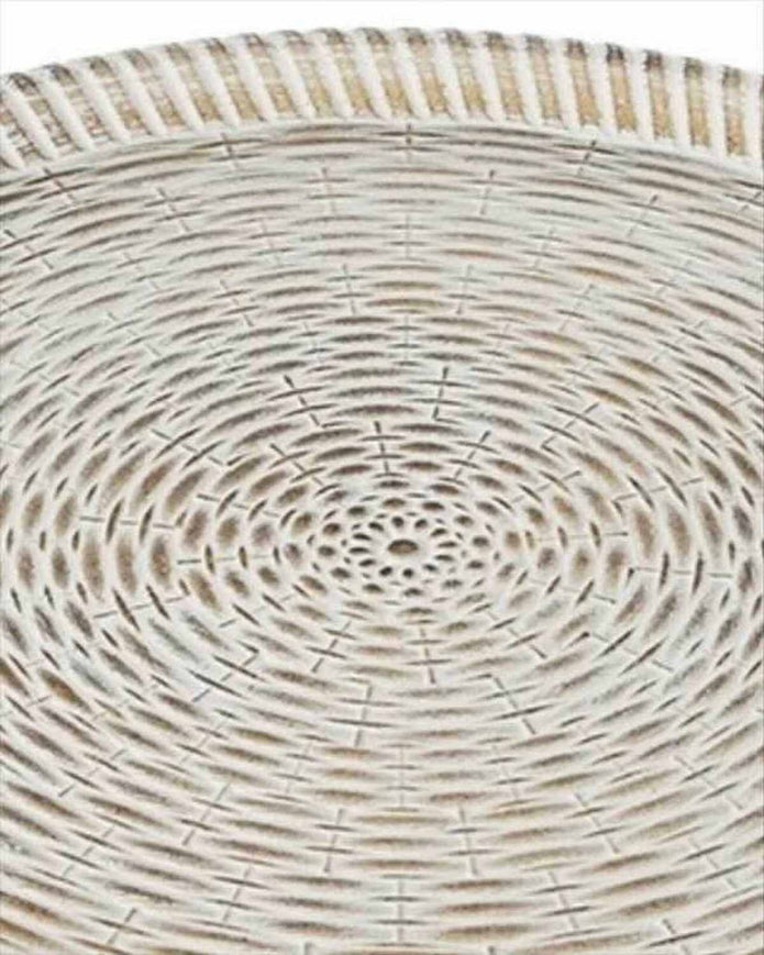 Rattan Effect Wooden Round Tray