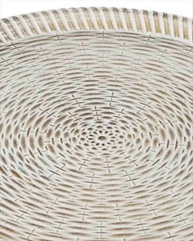 Rattan Effect Wooden Round Tray