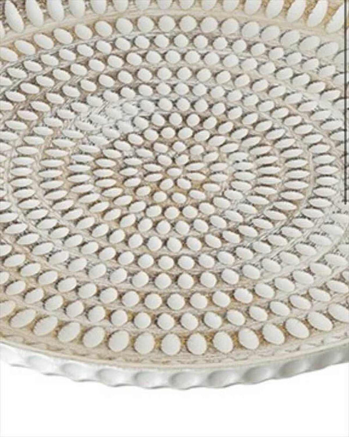 Rattan Effect Wooden Round Tray