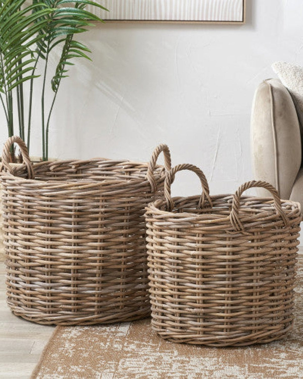 Rattan Kubu Luxury Round Storage Baskets - PRE ORDER THREE WEEK DELIVERY