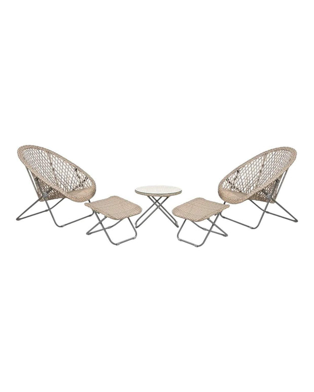 Rattan Snug Garden Furniture Chair, Stool & Table Set - Natural - PRE ORDER UP TO 2 WEEKS DELIVERY - Garden FurnitureGarden Furniture - Lulu Loves Home