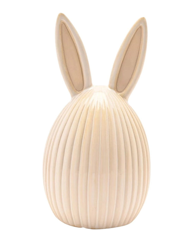Ribbed Bunny Egg With Ears | Ceramic Easter Decoration