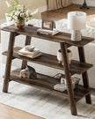 Rustic Natural Medium Three Tier Wood Console Table - PRE ORDER UP TO 14 DAYS DELIVERY