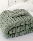 Sage Green Chunky Chenille Knit Throw – Double Size Blanket - Soft FurnishingsSoft Furnishings - Lulu Loves Home