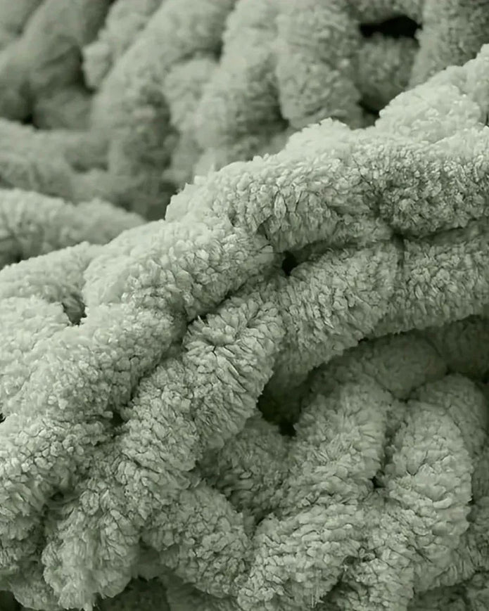 Sage Green Chunky Chenille Knit Throw – Double Size Blanket - Soft FurnishingsSoft Furnishings - Lulu Loves Home