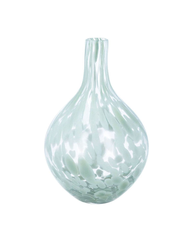 Sage Green Tortoiseshell Glass Bulb Vase