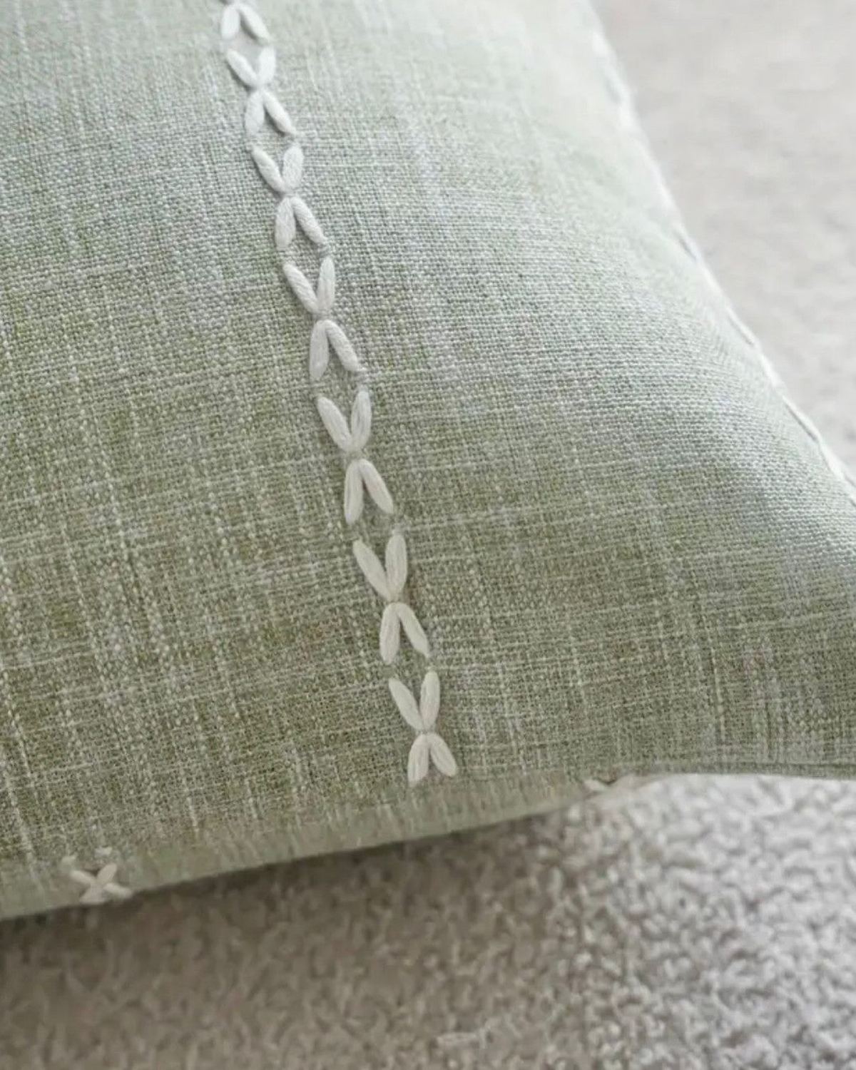 Sage Green Woven Line Design Cushion Cover
