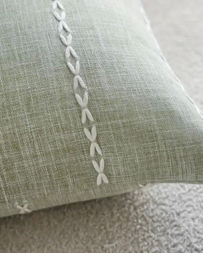 Sage Green Woven Line Design Cushion Cover