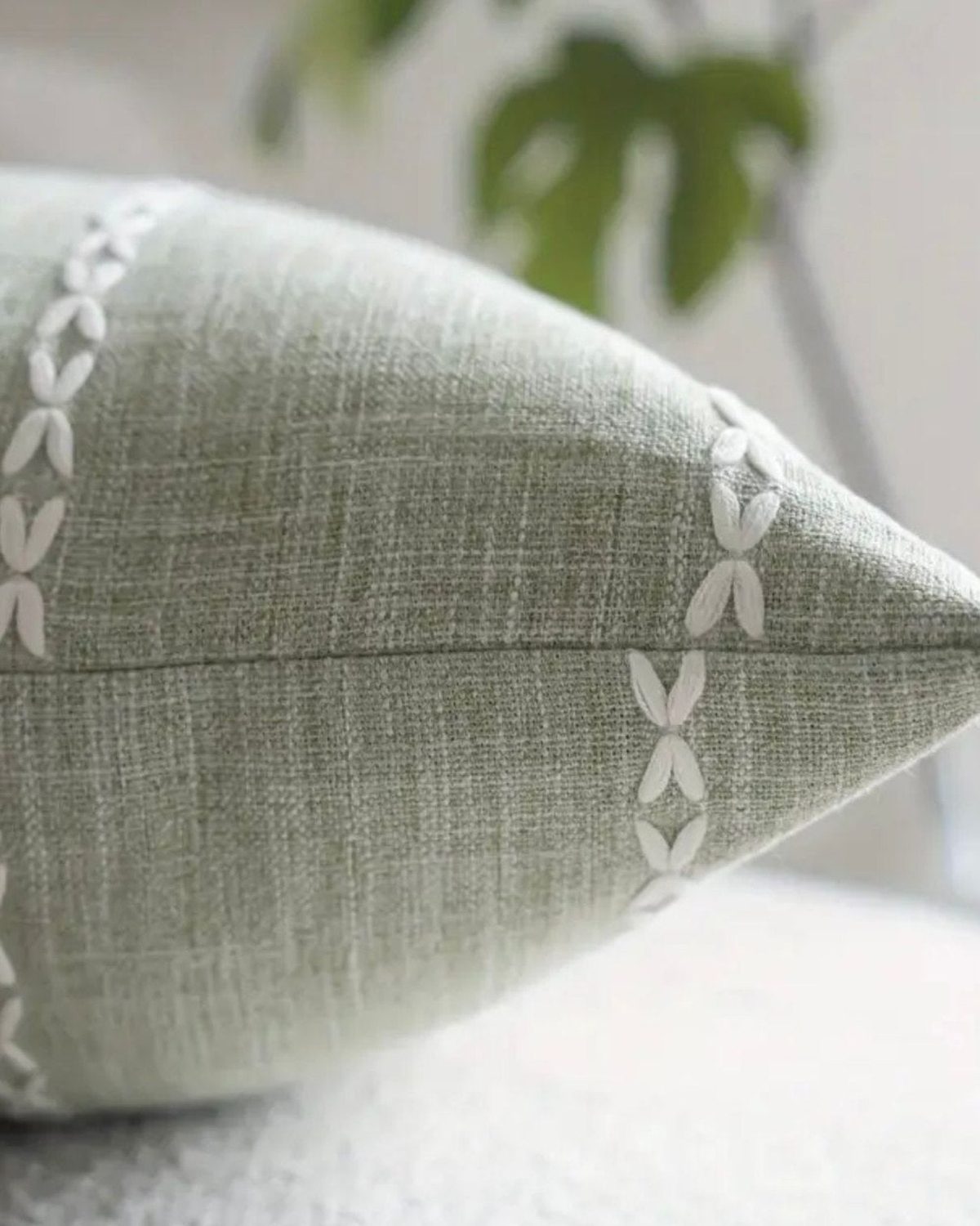 Sage Green Woven Line Design Cushion Cover