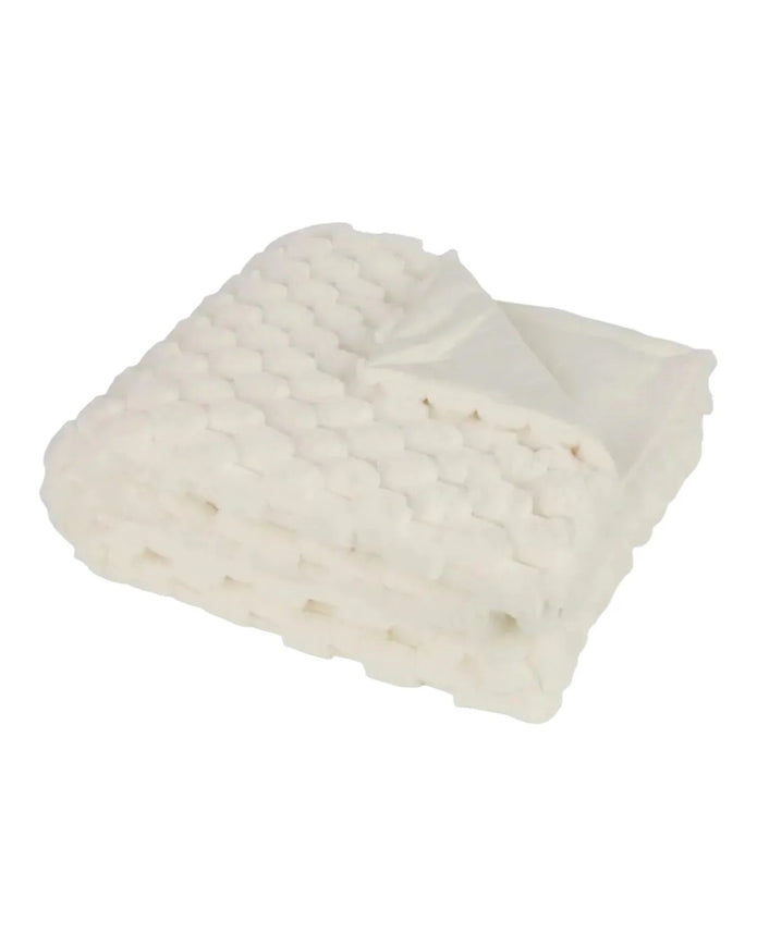 Sculpted Faux Bunny Rabbit Throw - Ivory White