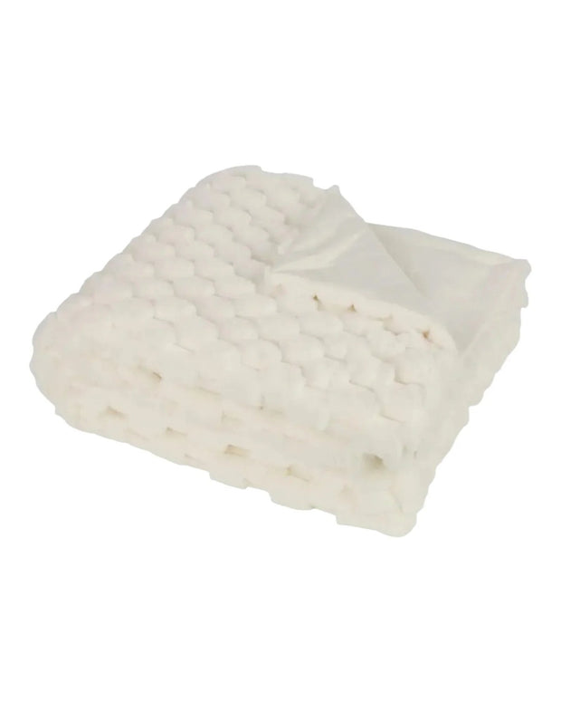 Sculpted Faux Bunny Rabbit Throw - Ivory White