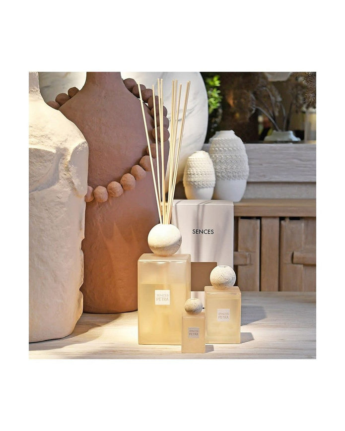 Sences Petre Extra Large Reed Diffuser with Travertine Ball Top - White Alang Alang