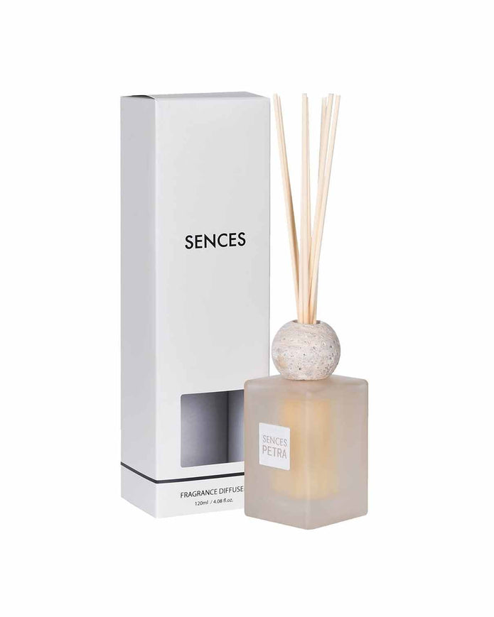 Sences Petre Small Reed Diffuser with Travertine Ball Top - White Alang Alang