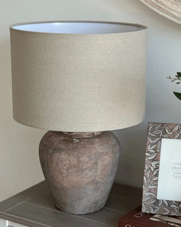 Siena Matt Brown Stone Ribbed Lamp - Medium