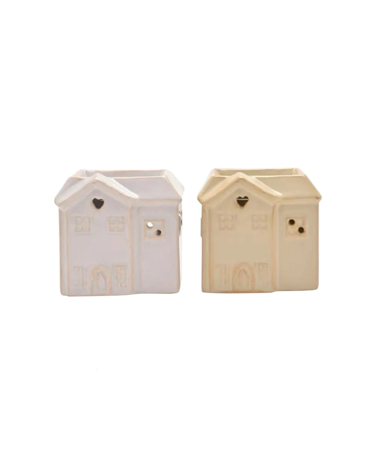 Small ceramic house wax burner by Widdop & Co with a cozy, detailed house design for melting scented wax melts.